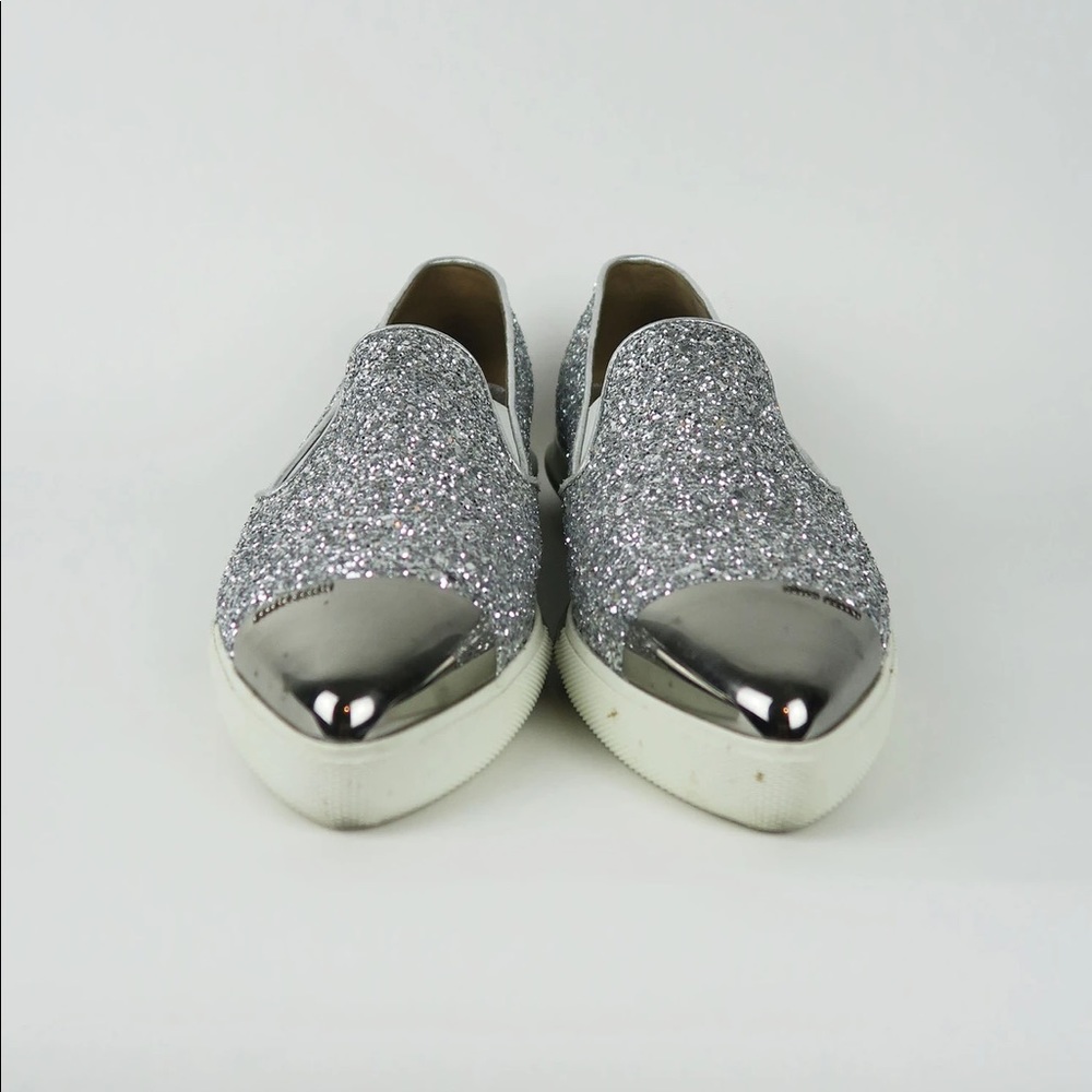 Miu Miu Silver Cap-Toe Slip-On Sneakers sz 39.5